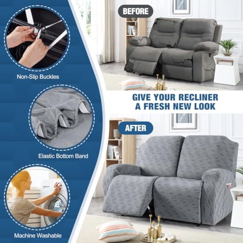 TAOCOCO Recliner Loveseat Cover Oversized, Stretch Jacquard Reclining Loveseat - Image 5