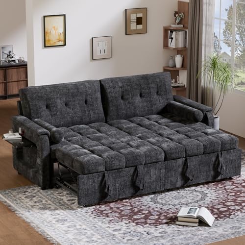 86'' Sleeper Sofa Bed with Side Table & Adjustable Backrest by Outdoorchairs