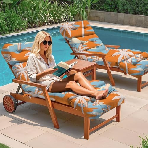 Outdoor Chaise Lounge Chair Cushions Set of 4 Waterproof 75.1x22.8x4.7" 3# - Image 6