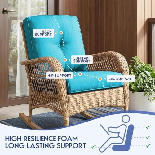 Outdoor Wicker Chair Replacement Cushions Set of 2, 22 x25 Inch Chairs Loveseat - Image 3