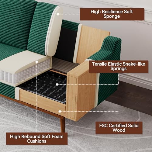Vipbear 65.4" Loveseat Sofa, Mid-Century Modern Small Couches - Image 4