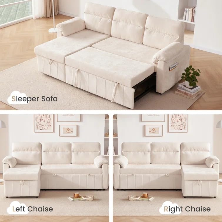 Tbfit 84" Pull Out Sofa, 3 in 1 Sleeper Sofa Couch - Image 3