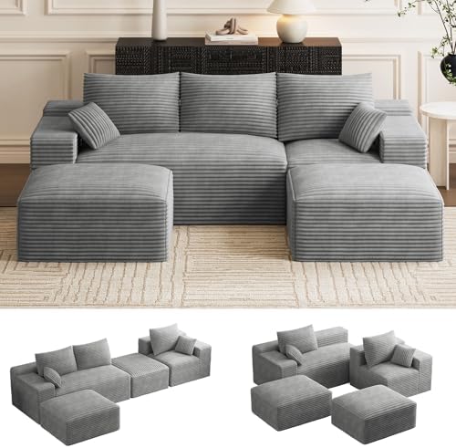 ONEMMLION 108" Oversized Cloud Boneless Couch Modular Sofas, Light Grey by ONEMMLION