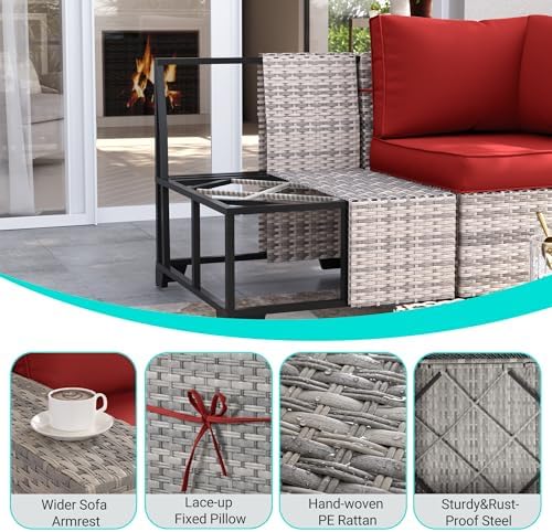 Outdoor Patio Furniture Set PE Wicker Rattan Outdoor Sectional Sofa - Image 4