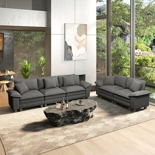 HERA'S HOUSE 2 Pieces Modular Loveseat Couch & 3-Seat Sectional Sofa Set by HERASHOUSE