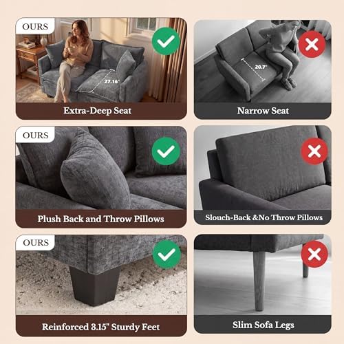 KYJ Loveseat Sofa, Cloud Love Seat Couch 3 Layer Cushion - Image 5