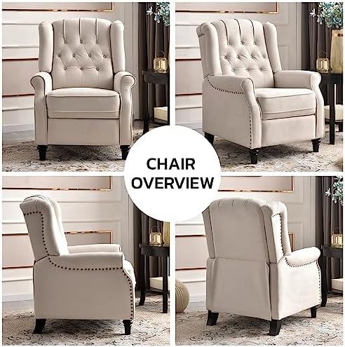 EBELLO 2 Pcs Pushback Recliner Chairs, Fabric Armchair Push Back Recliner - Image 6