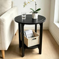 Black Solid Wood Round Side Table by NOVOYOWFURNITURE
