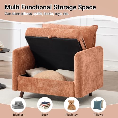 Oversized Accent Chair with Storage, Chenille Comfy Living Room Chairs with 2 - Image 3