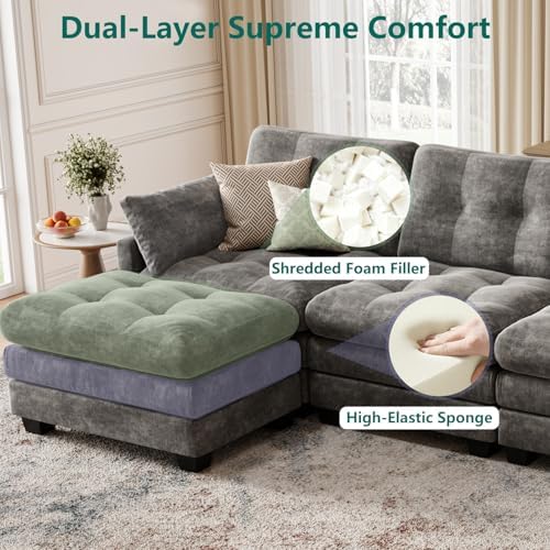 116.5" Modular Sectional Cloud Couch, U Shaped Tufted Sofa - Image 4