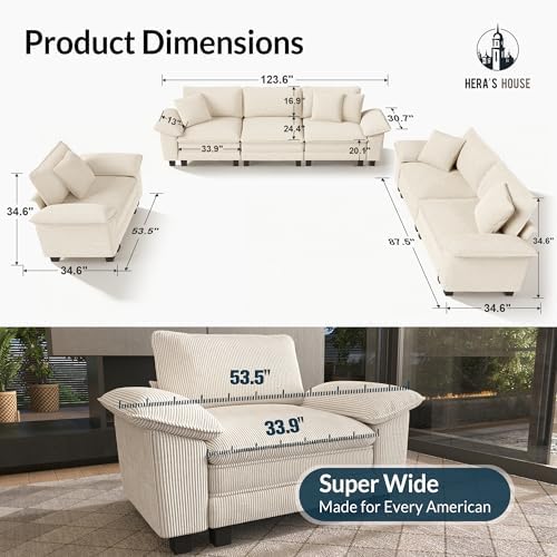 HERA'S HOUSE 3 Pieces Modular Sectional Couch Set - Image 2