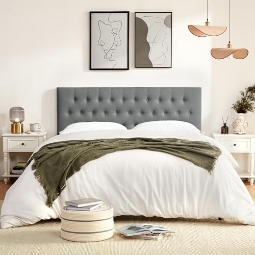 Tufted Upholstered Headboard Queen Size, Adjustable Height 37- 51 in - Image 3