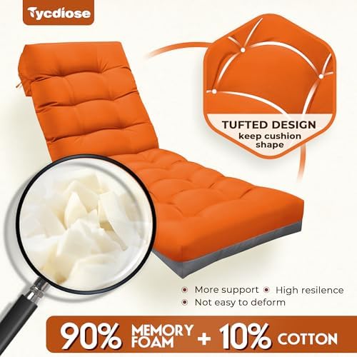 Outdoor Lounge Chair Cushion, Waterproof Replacement Chaise Lounge Cushions - Image 6