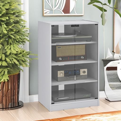 HOMCOM Media Cabinet 4-Tier Stereo Cabinet - Image 6