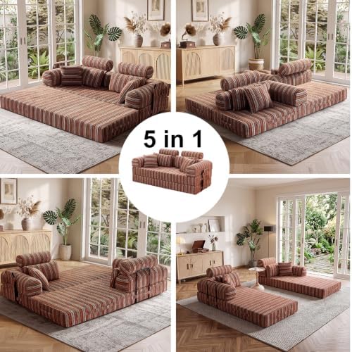 79" Convertible Sofa Bed, High Backrest Boneless Couch - Image 4