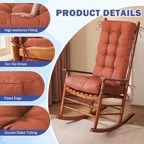 IPYNBAP Rocking Chair Cushion, Waterproof and Fade-Resistant Patio Chair - Image 5