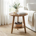 Tribesigns Solid Wood Round Side Table, 2-Tier Farmhouse End Table by Tribesigns