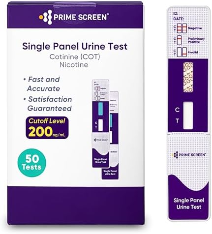 Prime Screen Nicotine Tobacco Cotinine Urine Test Kit by Prime+Screen