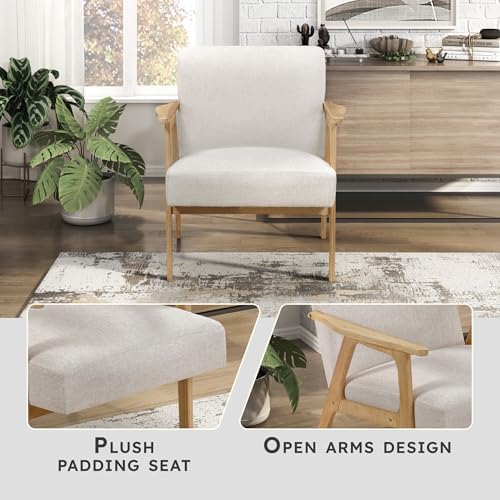 Lexicon Mid Century Modern Accent Chair, Natural Solid Wood Frame - Image 3