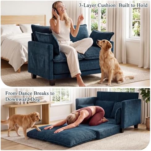 49" Loveseat Convertible Sofa Bed, Futon Sleeper Couch - Image 3