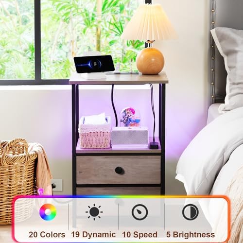 LOAKEKEL Nightstands Set of 2, LED Night Stand - Image 5