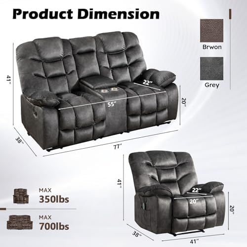 HAOMARKETS 2-Piece Recliner Sofa Set, Include Single Power Recliner Chair - Image 2