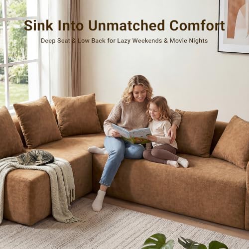 Claiks 106" Cloud Boneless Couch, Left Chaise Sofa - Image 6