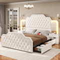 Itaar Queen Bed Frame with 53" Tall Headboard and 4 Storage Drawers, PU Leather by Itaar
