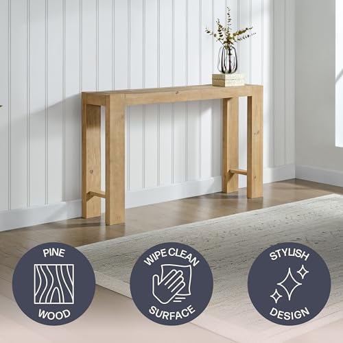 Alaterre Classic Solid Wood Entryway Console Table, Light Oak, 56 Inch - Image 3