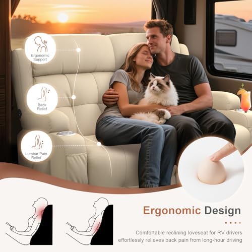 RV Loveseat Recliner Sofa, Wall Hugger Reclining RV Couch - Image 4