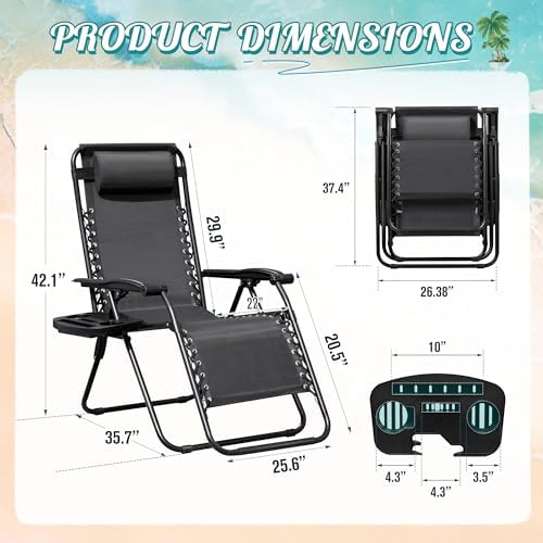 Homall Zero Gravity Chair Patio Folding Lawn Lounge Chairs - Image 3