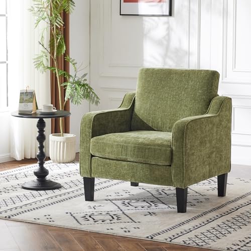 VINGLI Olive Green Accent Chair, Upholstered Armchair - Image 2