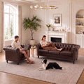 Chesterfield Sofa & Chair Set, Faux Leather Couch Set by EYBCTHOME