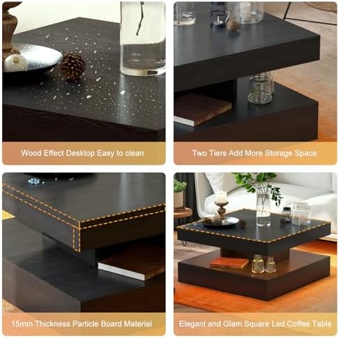 HedoAjim Black Led Coffee Table - Image 4