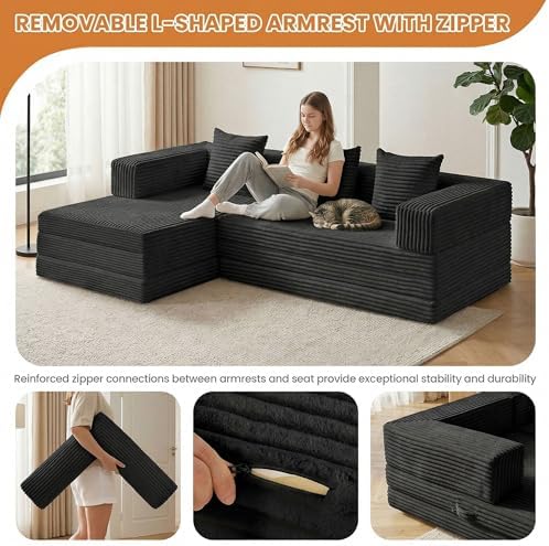 96" Boneless Couch for Living Room, Oversized Modular Sectional Sofa Bed - Image 6