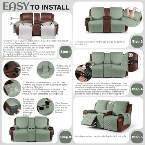 KinCam 100% Waterproof Loveseat Recliner Cover - Image 6