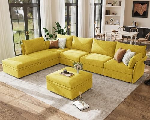 ABCASA 134.6" Oversized Modular Sectional Sofa, Large 7 Seater L Shaped Couch by ABCASA