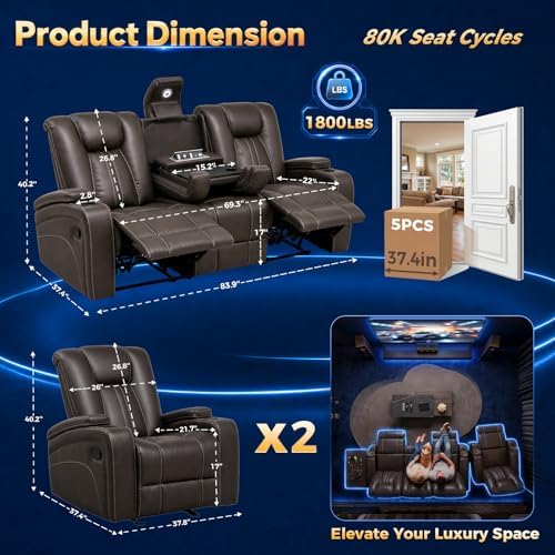 3+1+1 Seater Recliner Sofa Set, Reclining Sofa Couch - Image 2
