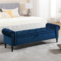 Velvet Storage Bench 67 Inch Upholstered Tufted Ottoman Bench by HOMYKA