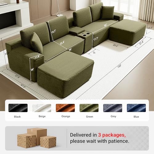 ivoros 150 Inch Modular Sectional Sofa Couch, Oversized Modern Cloud Couch - Image 2