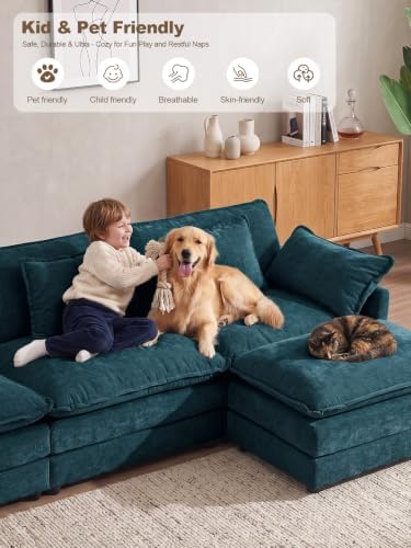 70.8" Loveseat Sofa with 2 Ottoman, 4 Seater Deep Seat Cloud Couch - Image 6