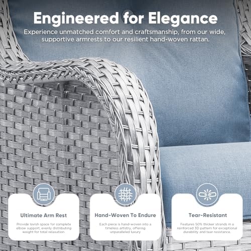 Belord 5 Piece Wicker Patio Furniture Set, Outdoor Swivel Rocker Chairs Set of 2 - Image 5