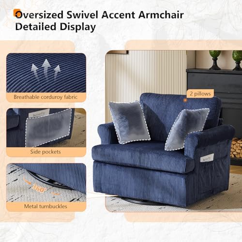 VINGL 39.2" Wide 360° Swivel Accent Armchairs - Image 3