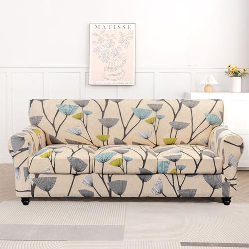 SearchI Stretch Sofa Cover Printed Couch Cover, Floral Pattern 4 Pieces Sofa - Image 5