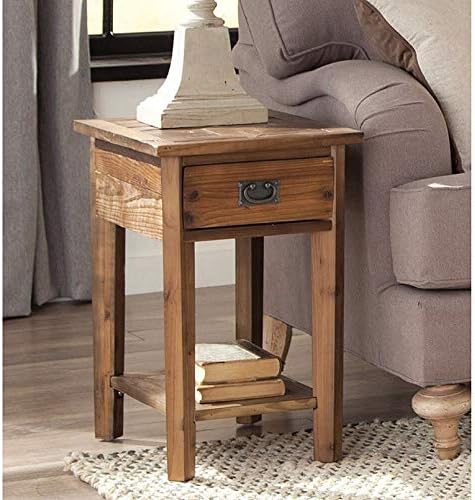 Reclaimed Wood Side Table Brown Farmhouse Rectangle Natural Finish Includes by Unknown