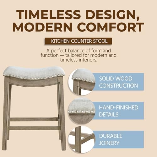 ROME + OAK Parker 26" Backless Saddle Stool, Reclaimed Oak - Image 3