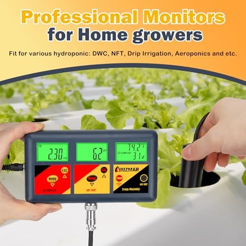 UIUZMAR pH EC Meter for Hydroponics 7 in 1 pH EC PPM CF ORP Temp Humidity - Image 3