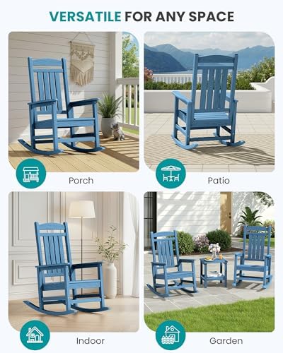 SERWALL Outdoor Rocking Chair Set of 6, Oversized Patio Rocking Chair - Image 7