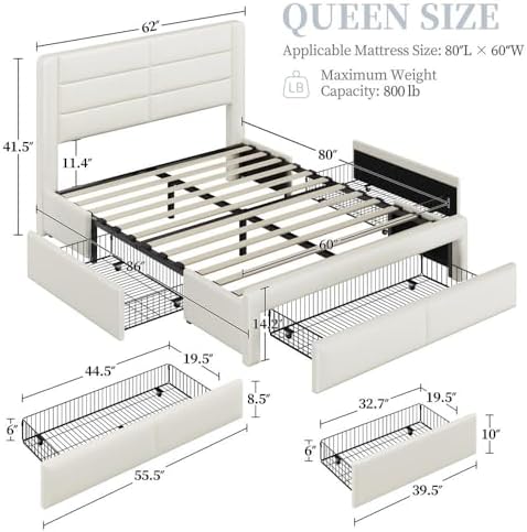 Yaheetech Queen Upholstered Bed Frame - Image 2