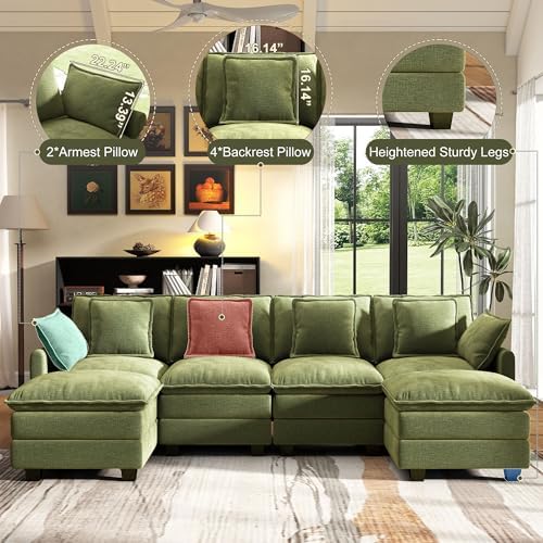 Hanherry 107" Cloud Couch Sectional Modular Sofa, Deep Seat Couches - Image 4